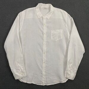 Crossley Linen Shirt Mens Medium Button Up White Made in Italy Resort Vacation